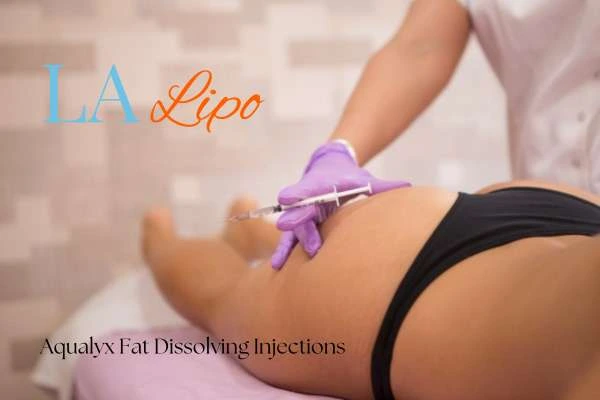 Woman having fat dissolving injections Earls Barton on thighs