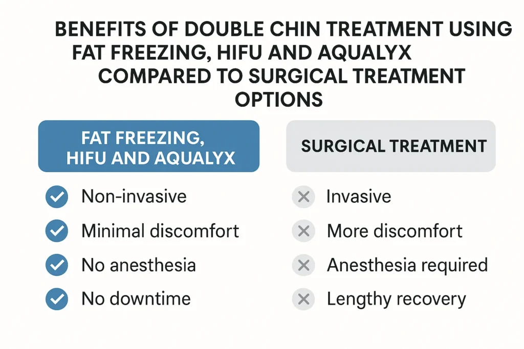 Graphic about the benefits of double chin treatment Earls Barton - from LA LIPO