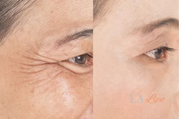 Before and after results of woman - HI-fu wrinkles reduction treatment Earls Barton